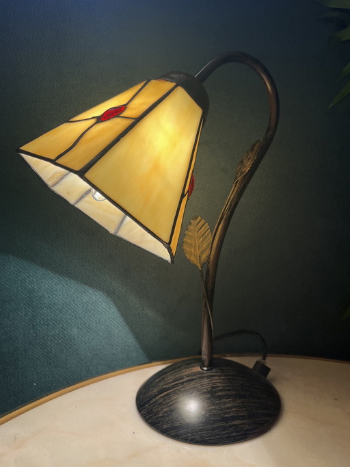 Glas in Lood Tafellamp Vintage Italiaans Tiffany Stijl