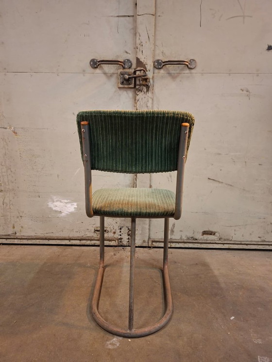Image 1 of Chaise vintage à structure tubulaire Gebroeders de Wit 1950, tissu côtelé