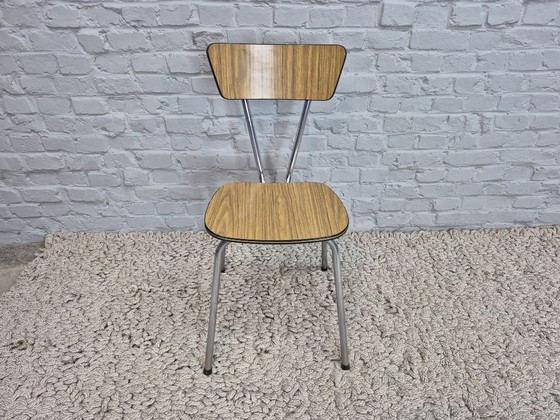 Set di 4 Sedie da Cucina Vintage Brabantia, Formica Effetto Legno con Bordo Nero e Oro, Paesi Bassi, Anni (photo 4 of 9)