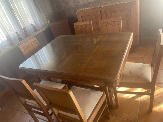 Buffet, miroir, vitrine, table et 6 chaises – Buffet bas, Wood (photo 4 of 10)