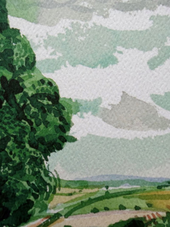 Image 1 of David Hockney (1937–2026), Straße und Bäume bei Wetwang, Copyright David Hockney, Gedruckt in Großbritannien