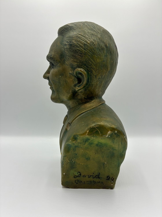 Keramikbüste, signiert David – Coimbra 1994 – Porträt eines Mannes, Bronzepatina – Bildhauerei (photo 4 of 9)