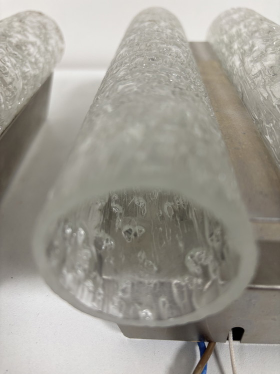 Image 1 of Juego de dos lámparas de pared con cristal de metal cromado, Doria Leuchten. Holanda, jaren 70