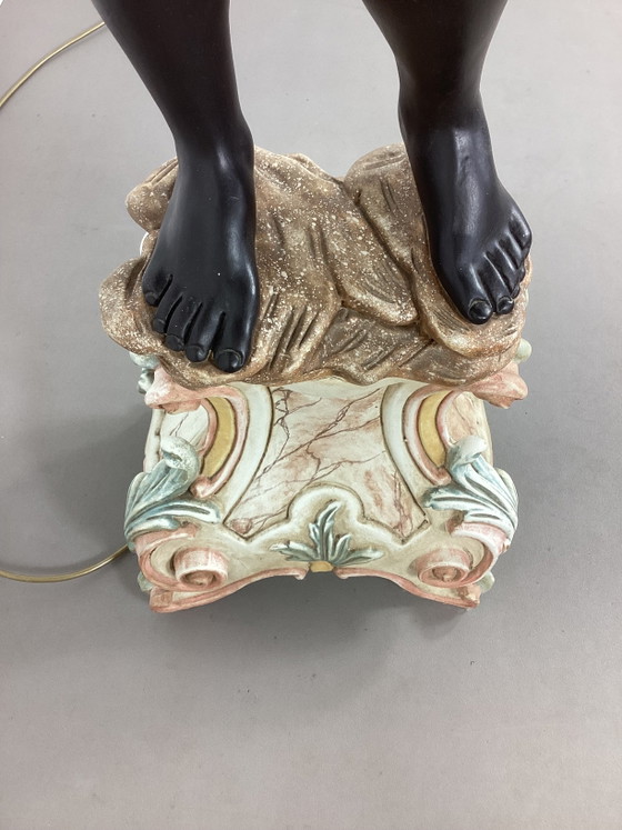 Vintage large Italian Venetian Moorish Floor light – Wood, Ceramic (photo 13 of 13)