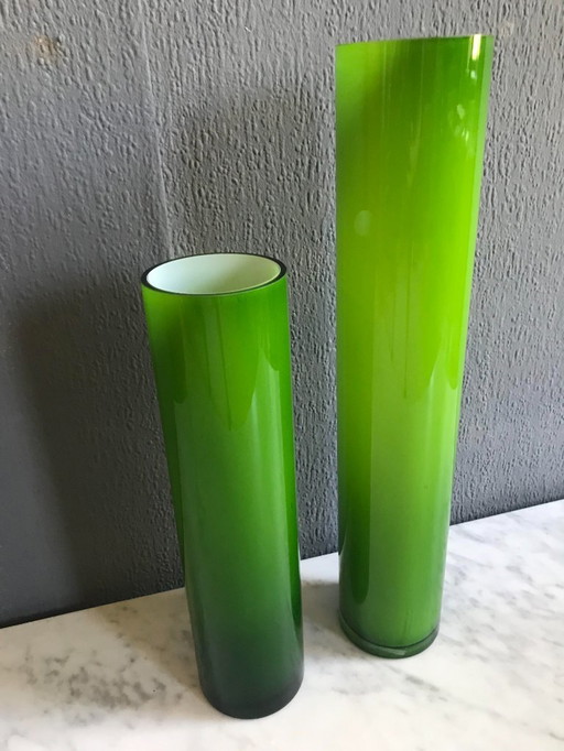 Set Vintage Green Handmade Vases Jr. 60