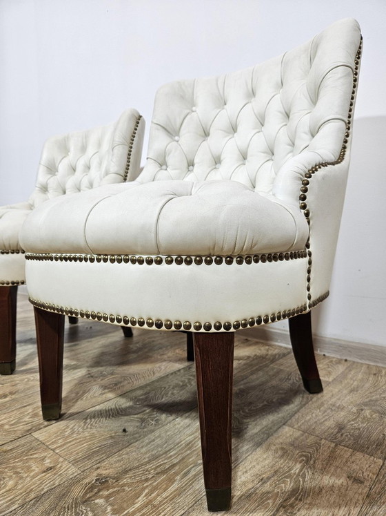 Chesterfield Armchairs, England, 1960s, Set of 2 – Leather, Wood (photo 12 of 15)