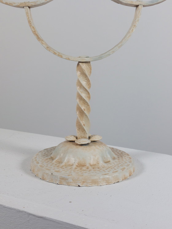 Image 1 of Vintage lacquered patinated mid-century candle holder