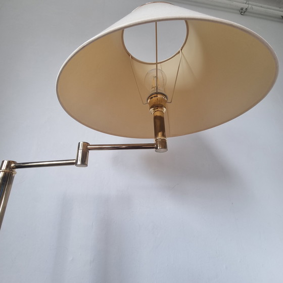 Image 1 of Antieke messing vintage vloerlamp – jaren 70 – Duitsland – zwenkarm
