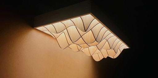 Plafondlamp parametrisch design plywood