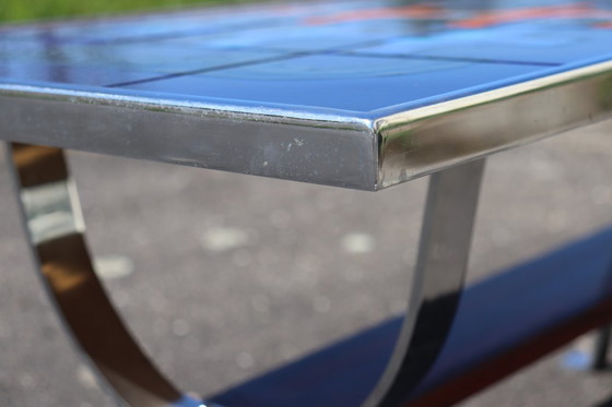 Image 1 of Vintage ceramic and steel coffee table