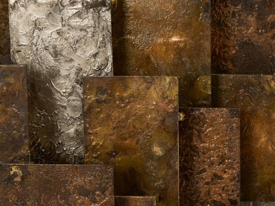 Auguste Fix Patinated Metal Wall Light Sculpture 1970s (photo 5 of 9)