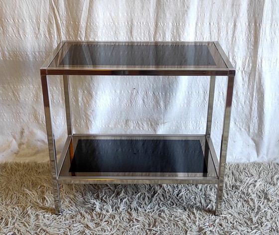 Image 1 of Consolle di design in metallo cromato e vetro - anni '70/'80