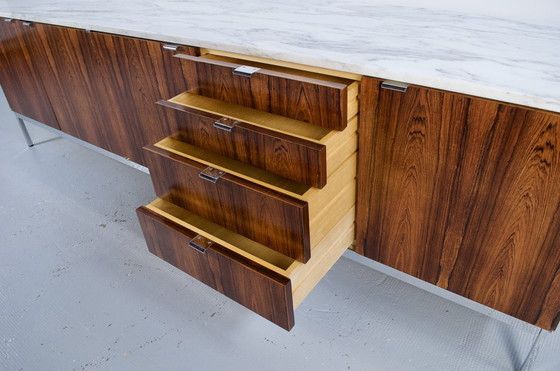 Image 1 of Florence Knoll 60's Rosewood Marble Sideboard Knoll International Editor