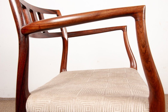 Image 1 of Fauteuil Danois en Palissandre et tissu, modèle 64 par Niels Otto Moller pour Moller’s Mobelfabrik 1960.
