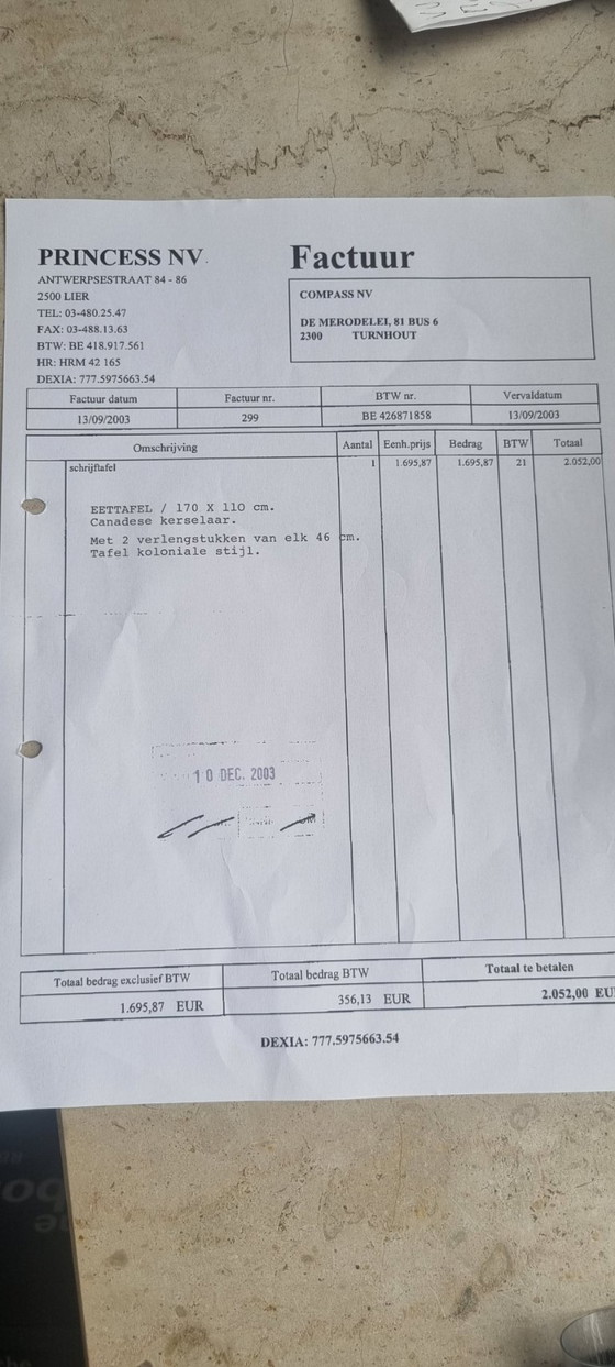 Image 1 of Esstisch aus kanadischem Kirschholz (ausziehbar mit 2 Verlängerungsplatten)