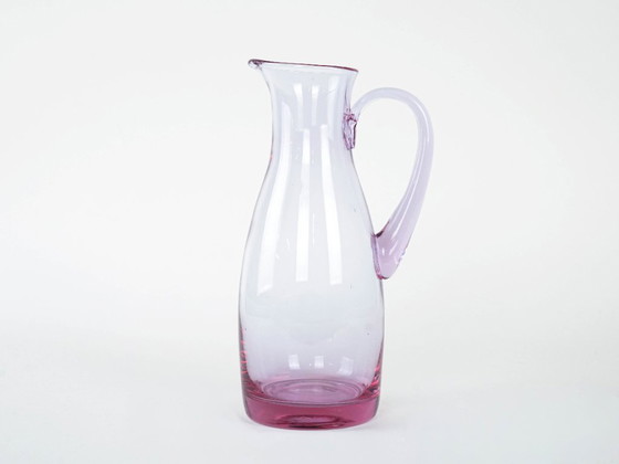 Image 1 of Carafe en verre rose, design italien, années 1970, fabriquée en Italie