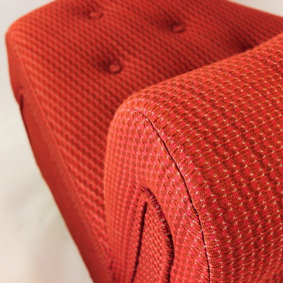 Image 1 of Vintage Space Age Modular Or Sectional Curved Sofa In Original Red Fabric, Tatra Czechoslovakia 1970s