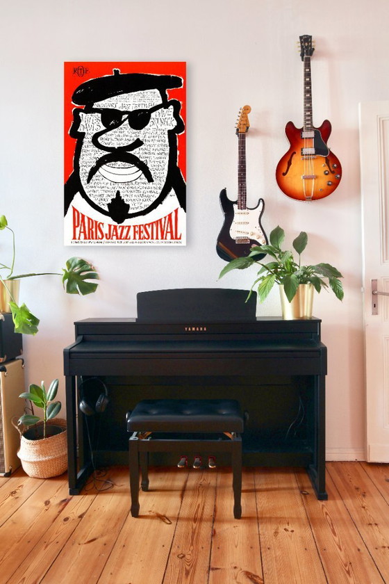 Image 1 of Paris Jazz Festival 1964 - Miles Davis & D. Brubeck - Siné - Poster 61 × 91 cm