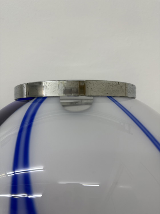 Image 1 of Mid-Century Large Glass Table Lamp with Blue Swirl, 1970s Italy