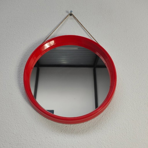 Miroir rond vintage milieu du siècle, miroir mural rond en plastique