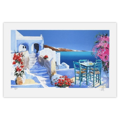 André BONGIBAULT Grèce - un petit coin de paradis Gesigneerde litho