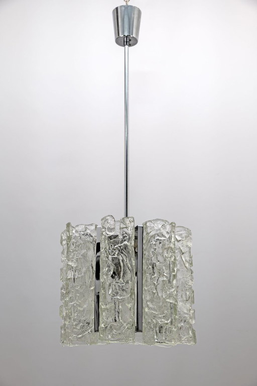 Lampadario postmoderno in vetro di Murano di Carlo Nason per Mazzega, anni '70