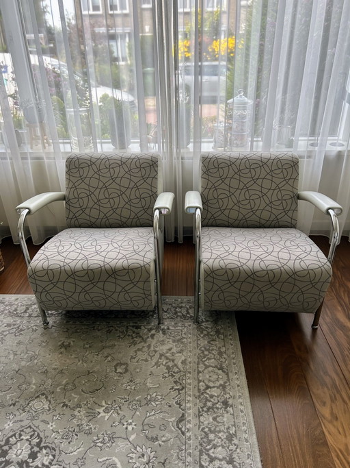 Two Leolux Scylla armchairs with Maze fabric – fauteuils, Leather, Polyester (photo 2 of 4)
