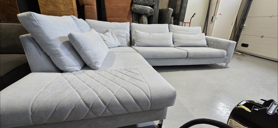 Image 1 of Pronto Canapé gris bleu avec coutures décoratives 1,5 an