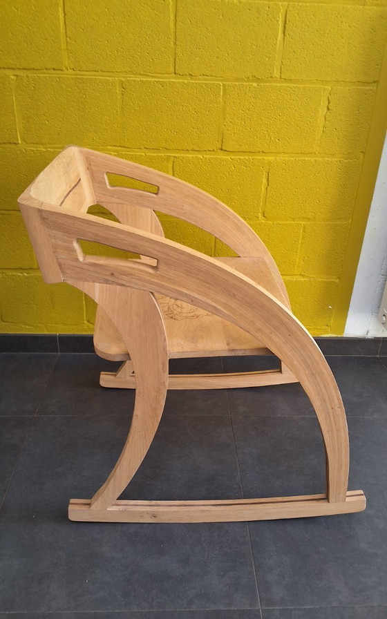 Image 1 of Oak rocking chair with paddock accent