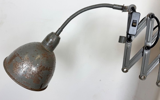 Image 1 of Grijze industriële schaarwandlamp van Elektroinstala, jaren 60