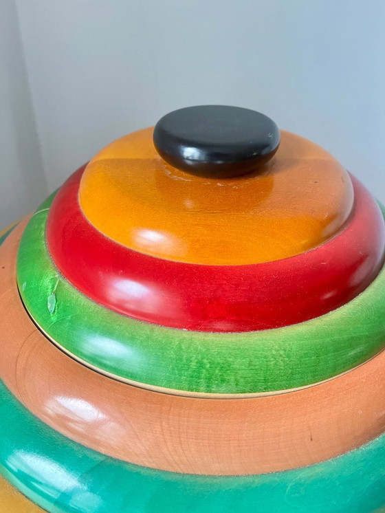 Image 1 of Centrotavola vintage in legno multicolore di Pietro Manzoni – Italia, design anni '70