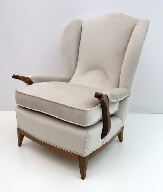 Image 1 of Attributed of Paolo Buffa Mid-Century Modern Italian Velvet Armchairs, 1950s
