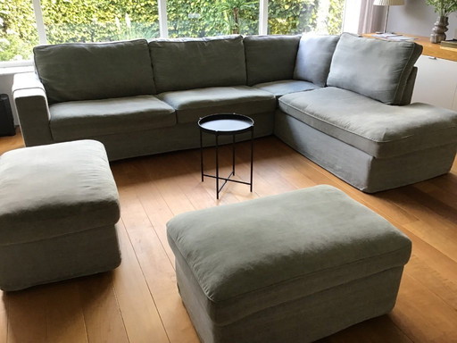 Lounge/Corner sofa with 2 separate footstools
