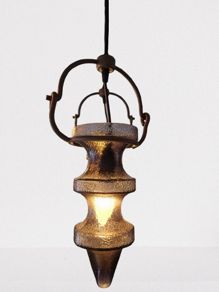 Beautiful Vintage Nanny Still "Stalactite" Pendant Lamp – 4 Goblets – Cast Iron, Glass (photo 5 of 8)