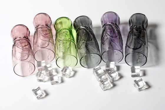 Image 1 of Juego de 6 vasos de Coca-Cola de estilo Art Nouveau / Luminarc para McDonald's / Francia / 2008