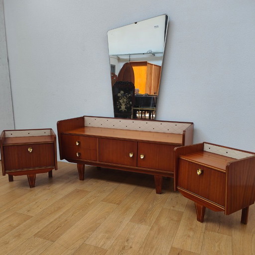 Ensemble tables de chevet vintage milieu du siècle avec coiffeuse - Prix