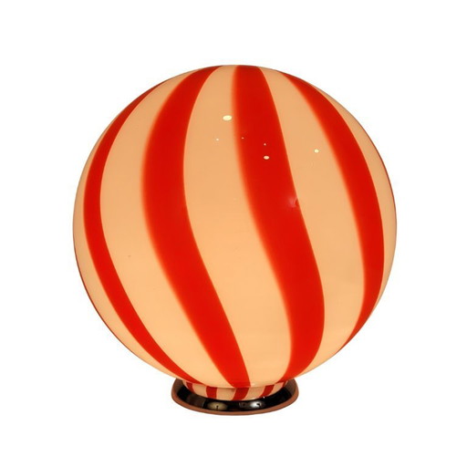 Lámpara de mesa, globo de cristal soplado, cristal de Murano, 80’s – Italia