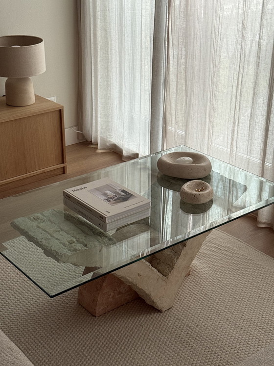 Image 1 of Vintage travertine Mactan Stone coffee table