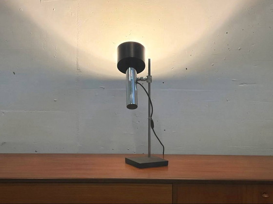 Image 1 of Table lamp with chrome frame and die-cast metal base, 1970s
