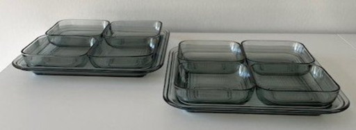 2 x set d'oeuvre Art Deco blu zaffiro 'Primula A.D. Copier 1947.