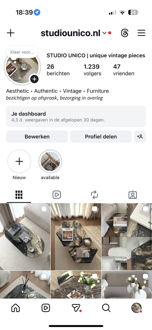 Vintage marble coffee table