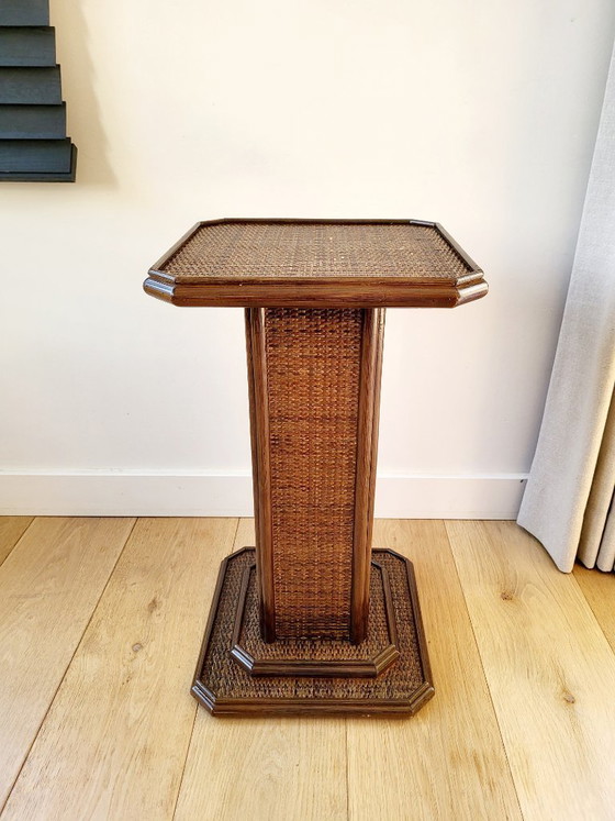 Image 1 of Rattan column or pedestal, vintage, 70s or 80s