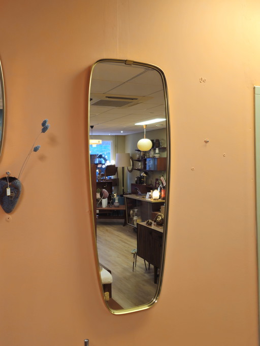 Vintage Long High Brass Mirror Wall Mirror Mirror