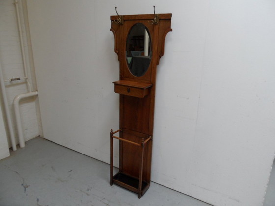 Image 1 of Art Deco staande kapstok met spiegel