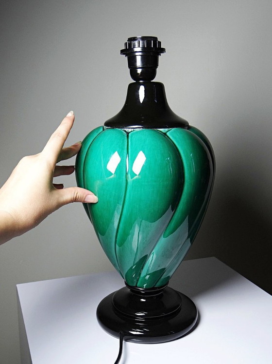 Grote vintage Mathias lamp van groen en zwart keramiek, jaren 70. – Tafellampen, Ceramic (photo 4 of 10)
