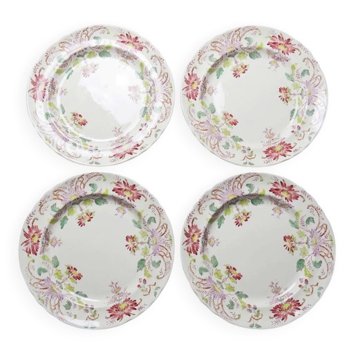 4 antike Dessertteller Longchamp Daisies Steingut