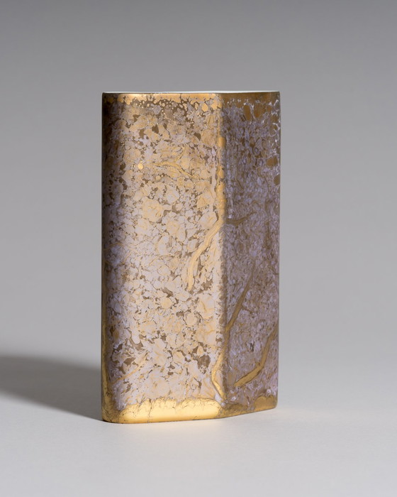 Image 1 of Exquisite Hand-Painted Helmut Drexler Porcelain Set of Five Vessels – Gold & Violet-Grey ‘Goldfeuer’ Series