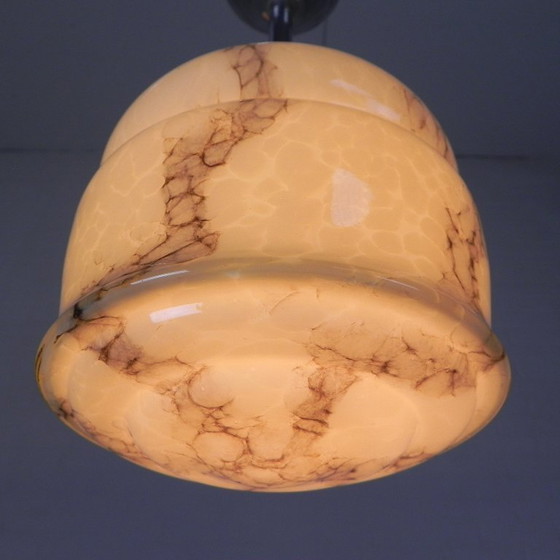 Image 1 of Art Deco pendant lamp with marbled glass shade, 1930s