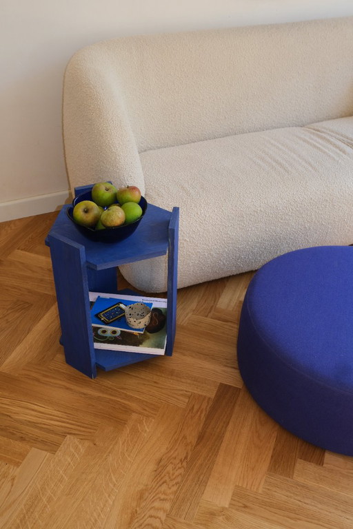 Table d'appoint hexagonale sur mesure / Table de chevet – Bois bleu cobalt
