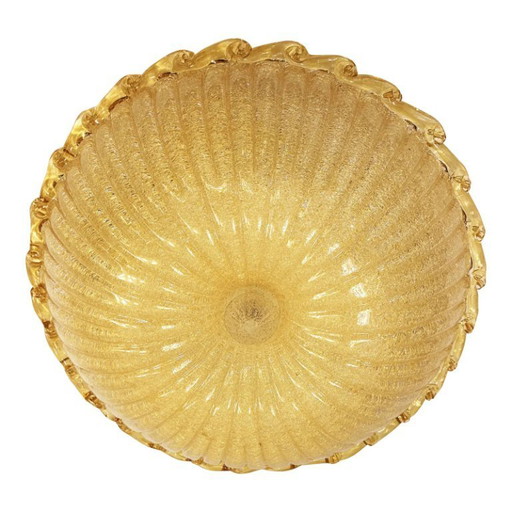 Lámpara de techo empotrada de cristal de Murano Graniglia Budino color ámbar veneciano, estilo vintage de los años 70.